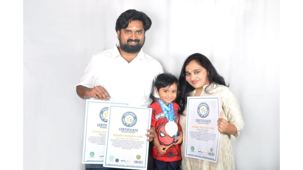Rudra Vignesh Iyer Achieves His Third World Record in Just 2 Years, 8 Months